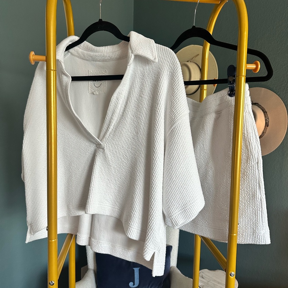 Aerie Soft Jersey Cotton Seersucker Skirt & Top Set
